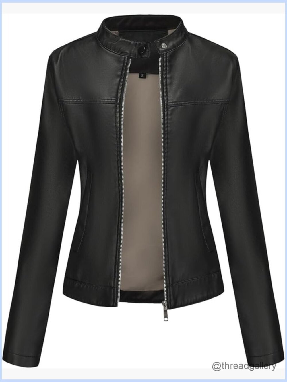 Faux Leather Motorcycle Biker Bomber Jacket for Women
